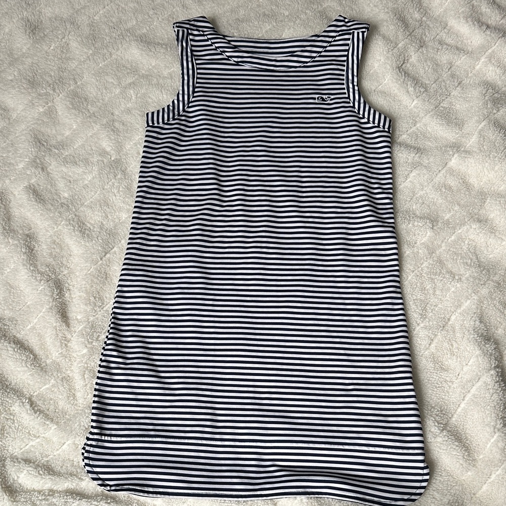 Girls Vineyard Vines Navy & White Striped Dress/Coverup